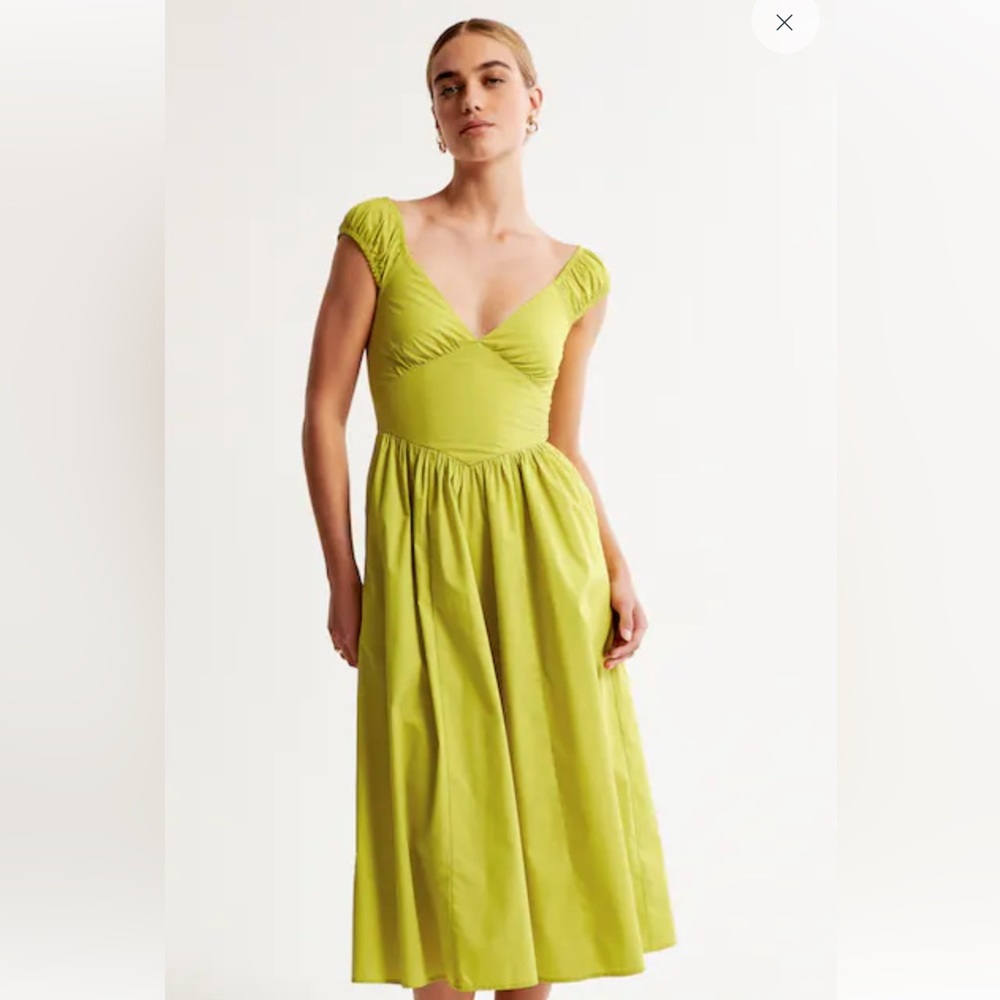 Cap Sleeve A&F Midi Dress Lime